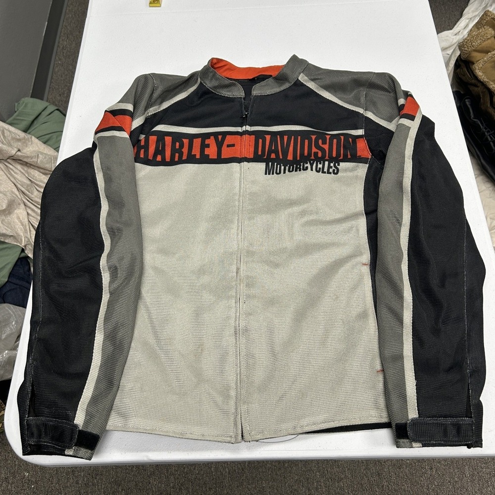 Harley-Davidson Mesh Riding Jacket Mens Large Tall Grey Black Orange 98211-13VT